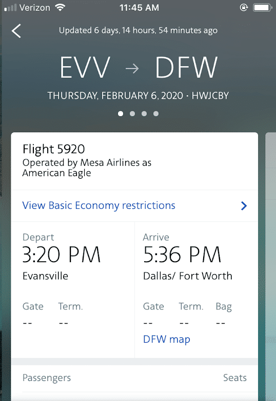 fear of flying in app check in american airlines